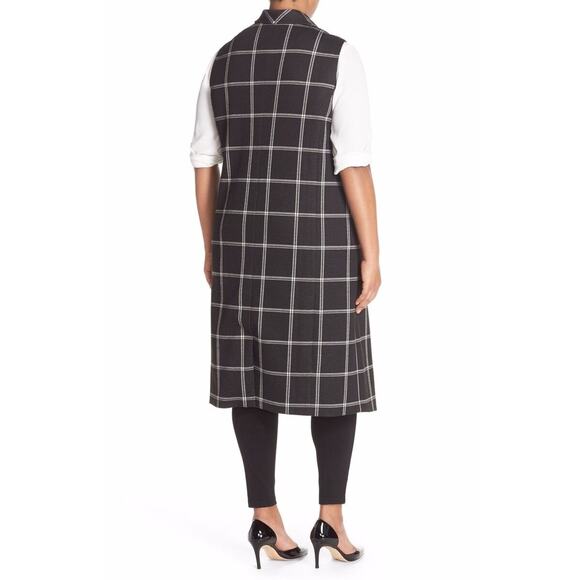 Halogen Windowpane Check Long Vest Size Medium - Picture 2 of 9